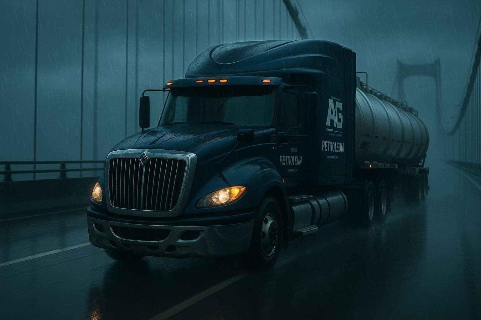 American Gulf Petroleum fleet tanker truck with AG branding at industrial facility
